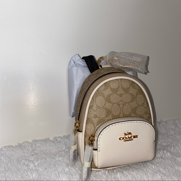 Coach Mini Court Backpack Bag Charm In Signature Canvas NWT - Picture 8 of 14
